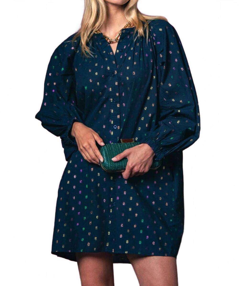 NEW THE SHIRT the minka dress in navy lurex